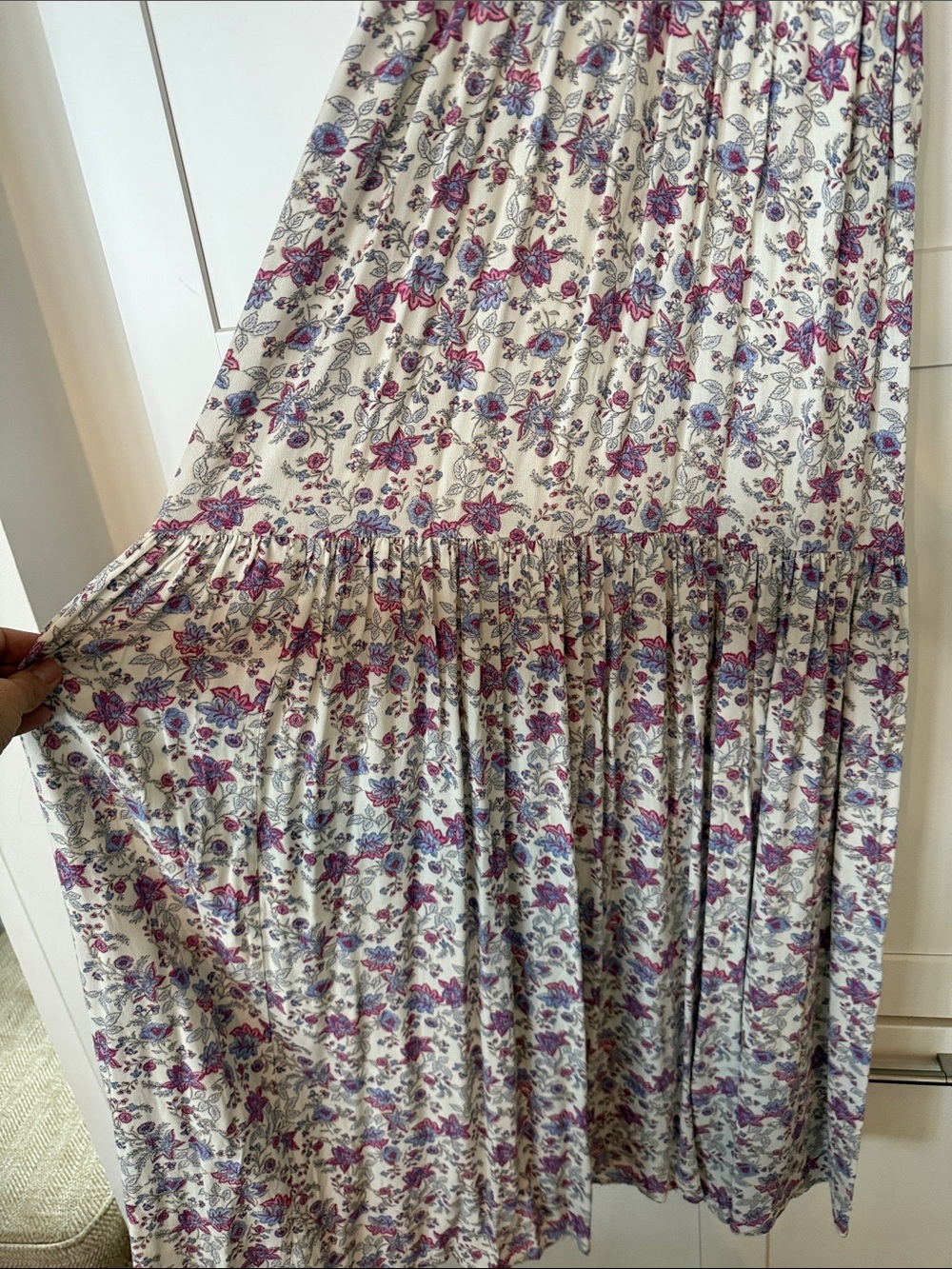 Z Supply Cream Maxi Dress with Purple Floral Print - Picture 3 of 8